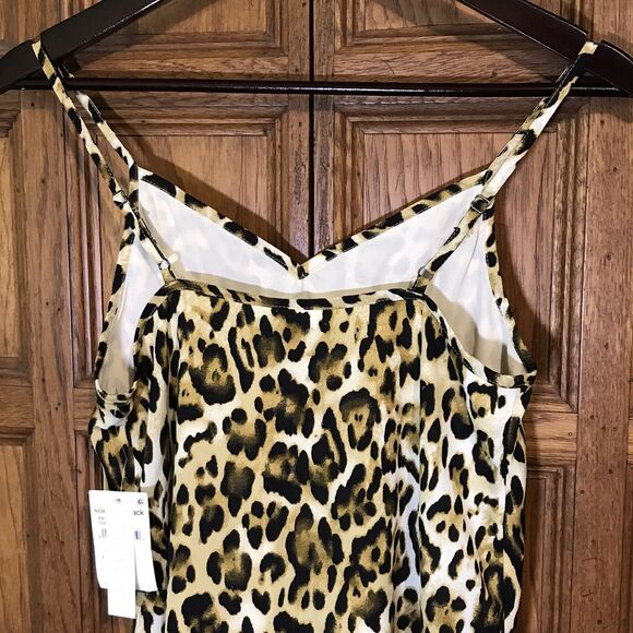 Abound Leopard Print Tank Top Women's XXS Black Tan Spaghetti Strap Adj. Cami - Picture 9 of 10